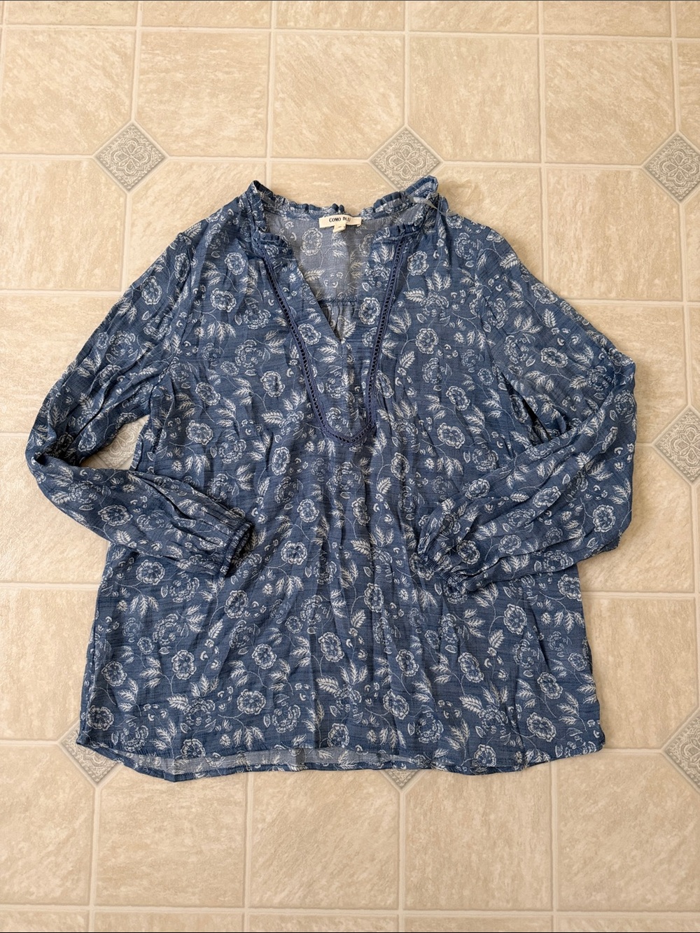 Como Blu Patterned Top